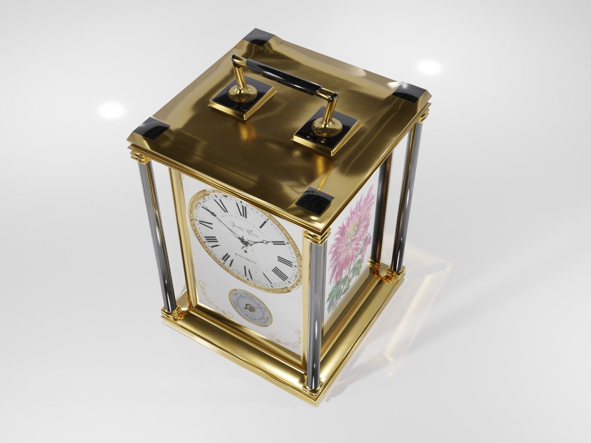 Carriage Clock Low-poly 3D model_2
