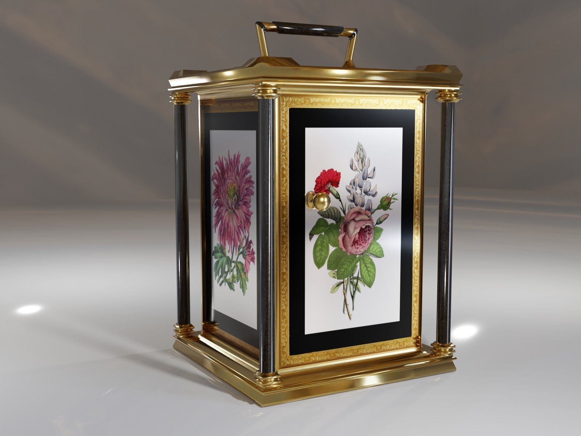 Carriage Clock Low-poly 3D model_5