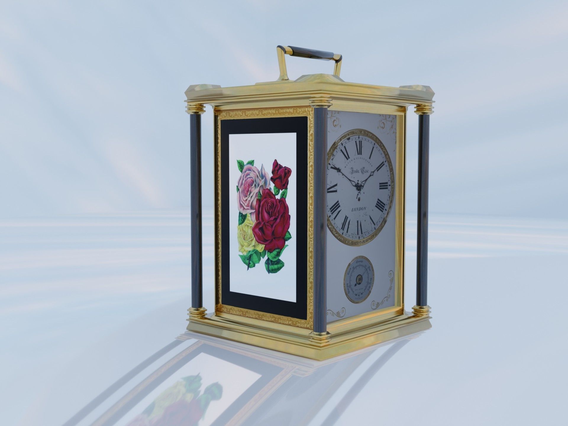 Carriage Clock Low-poly 3D model_9