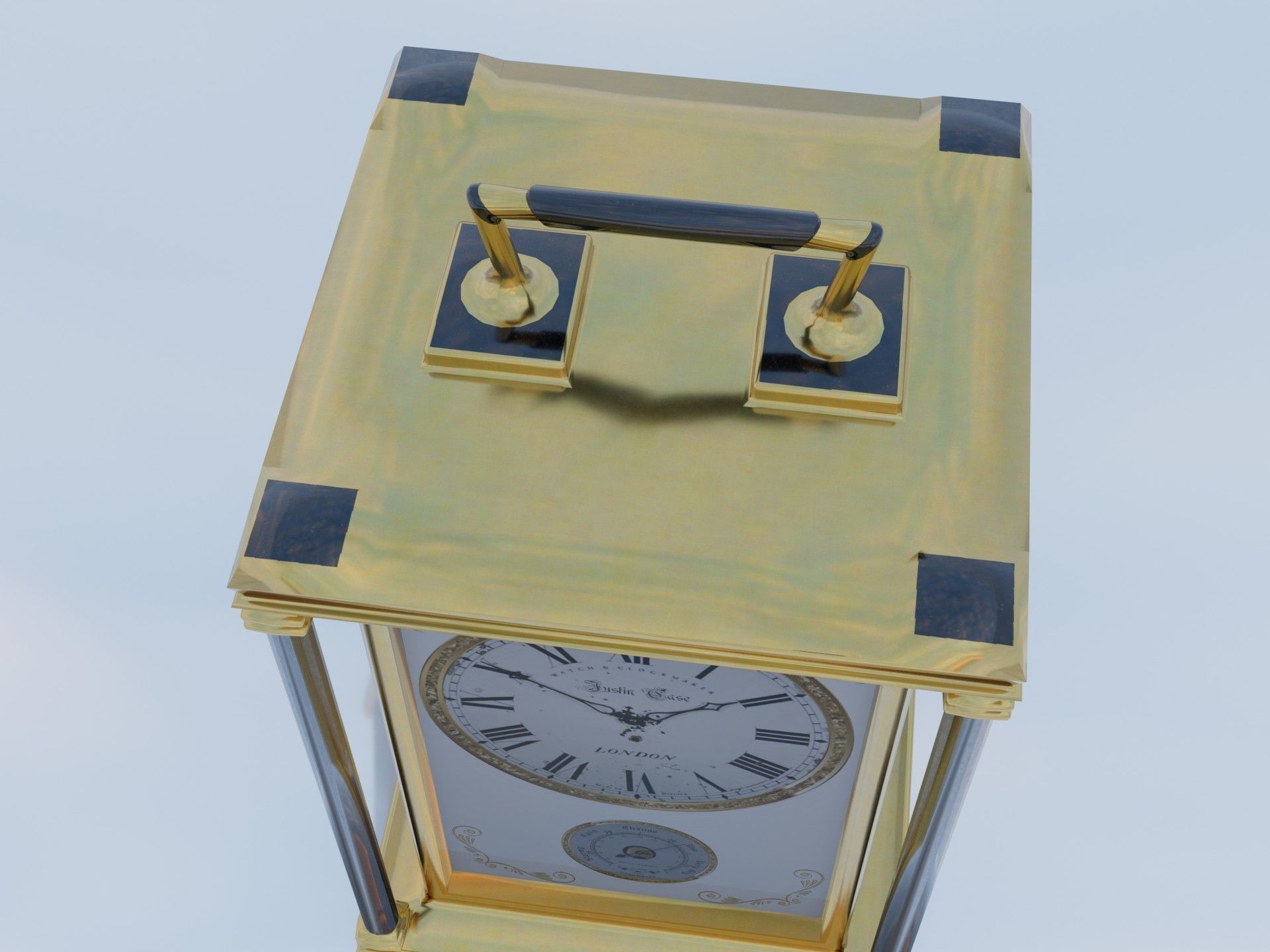 Carriage Clock Low-poly 3D model_8