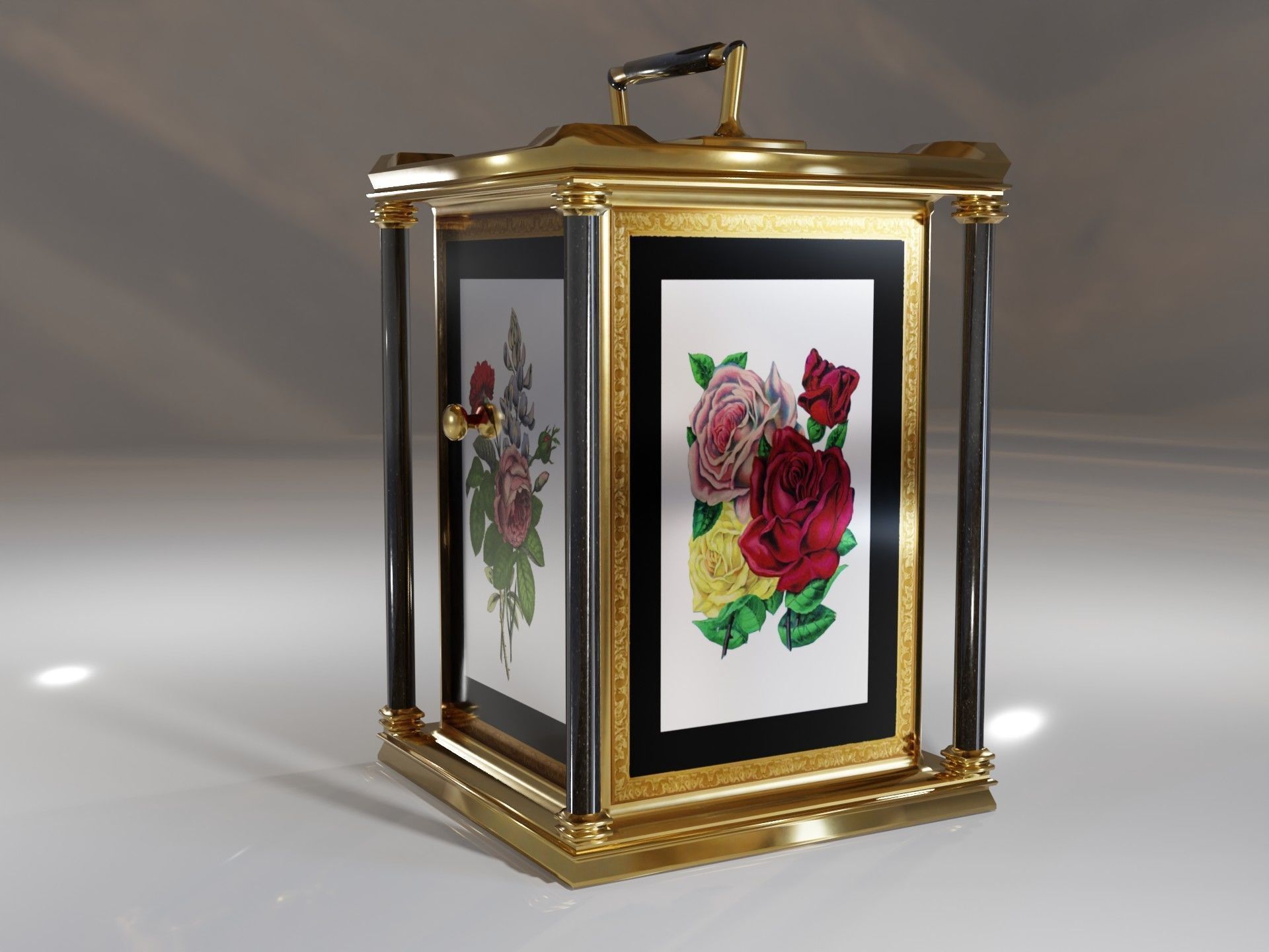 Carriage Clock Low-poly 3D model_4