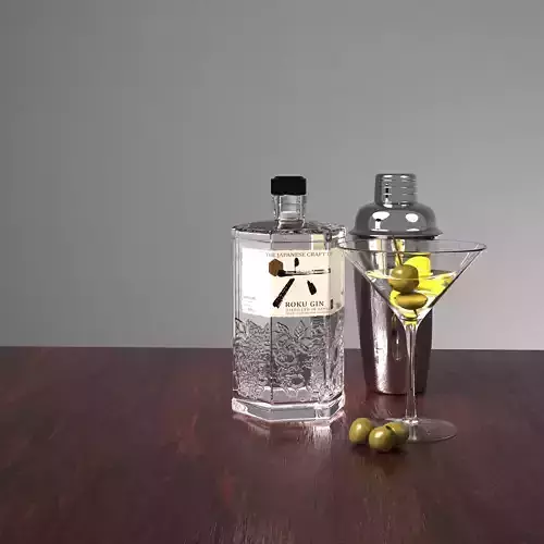 HQ Roku Gin Bottle Low-poly 3D model