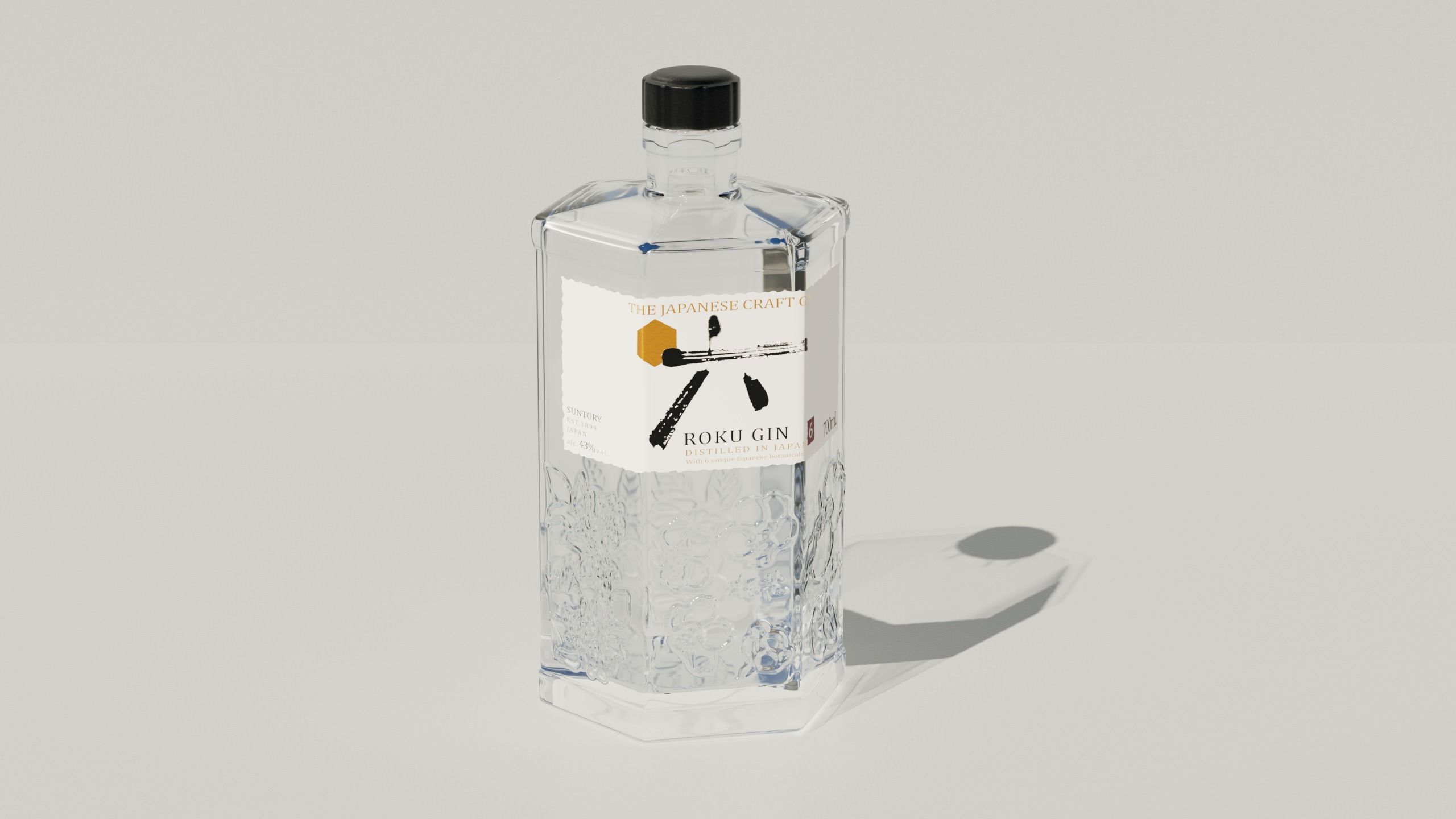 HQ Roku Gin Bottle Low-poly 3D model_7