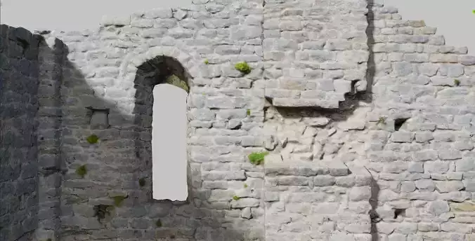 Monastery Ruins Wall Entrance Photoscan PBR Low-poly 3D model