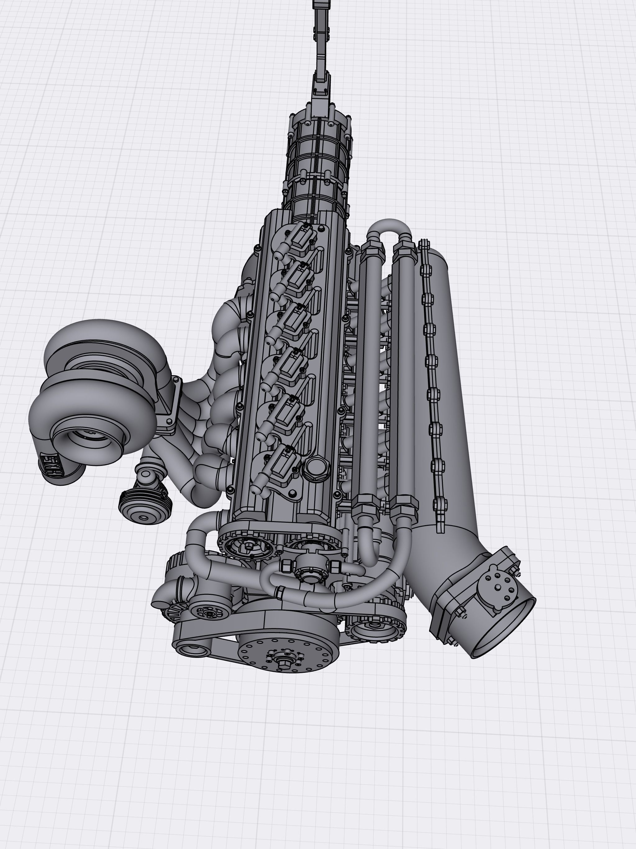 TITEN Billet Toyota 2JZ Turbo engine High Detail Supra motor 3D print model_2
