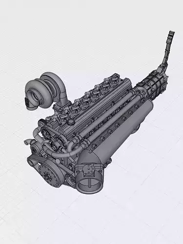 TITEN Billet Toyota 2JZ Turbo engine High Detail Supra motor 3D print model
