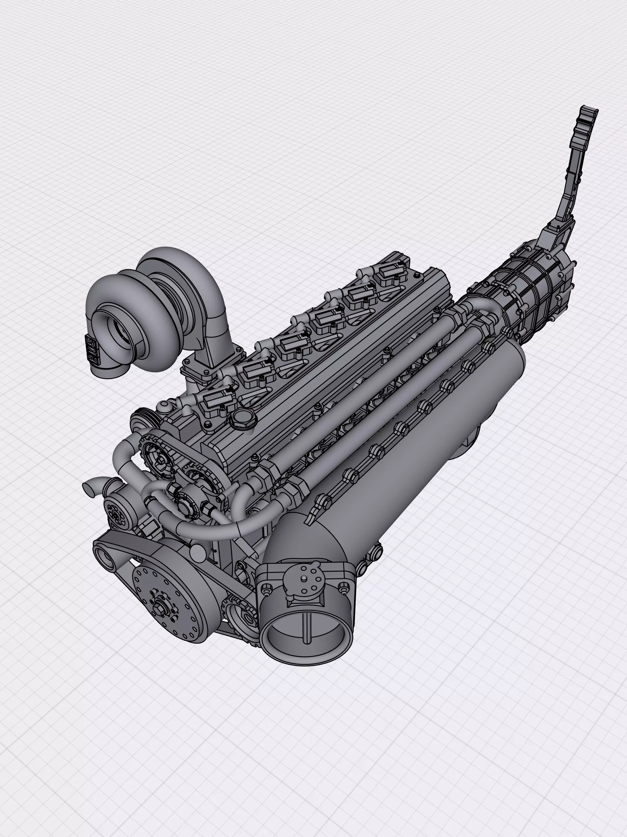 TITEN Billet Toyota 2JZ Turbo engine High Detail Supra motor 3D print model_0