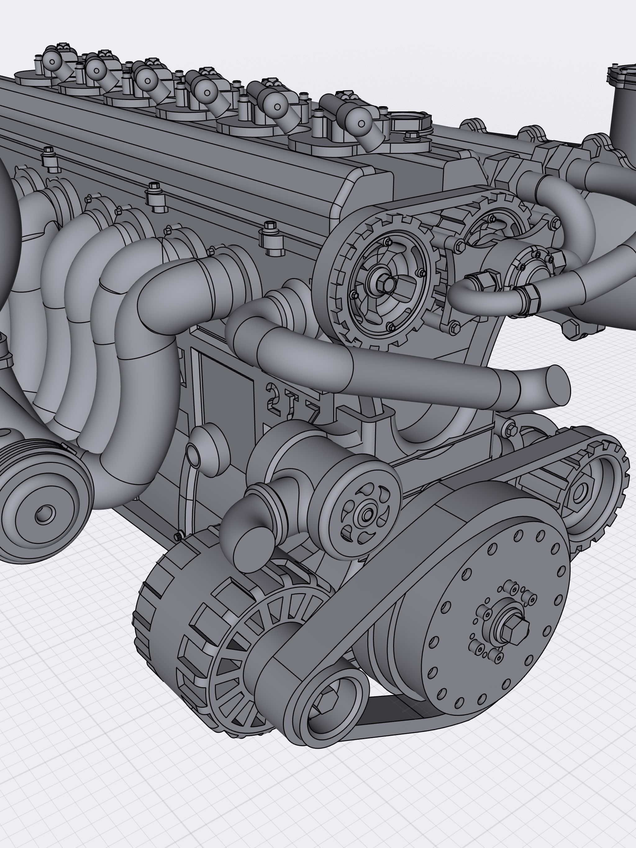 TITEN Billet Toyota 2JZ Turbo engine High Detail Supra motor 3D print model_5