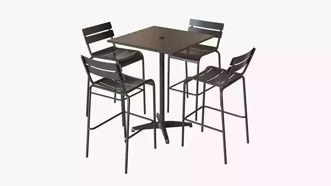 Bar Height Outdoor Table and Barstools 3D model