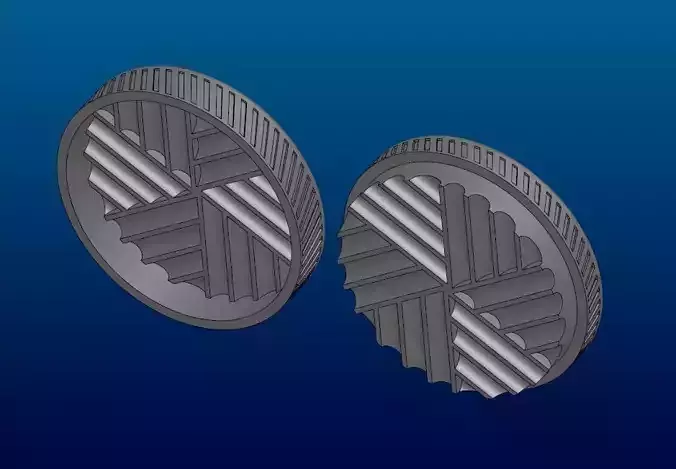 Grinder 3D Print Model plastic ring on wooden table 3D print model