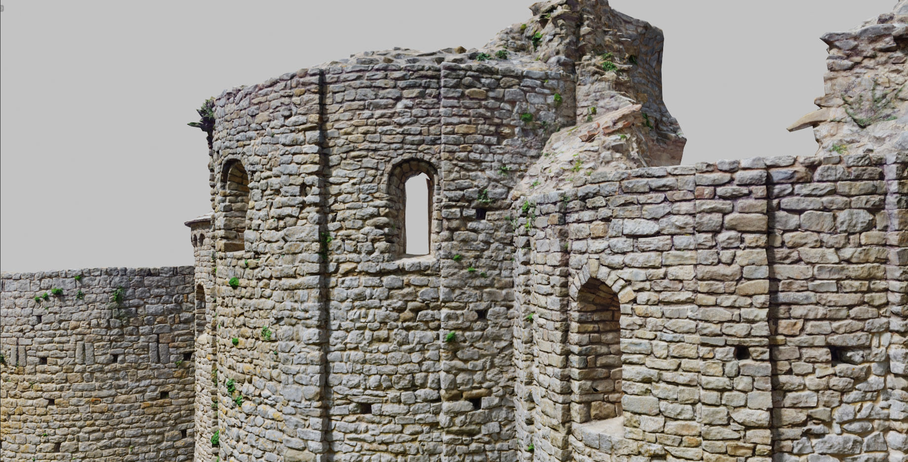 Monastery Ruins Wall Photoscan PBR Low-poly 3D model_2