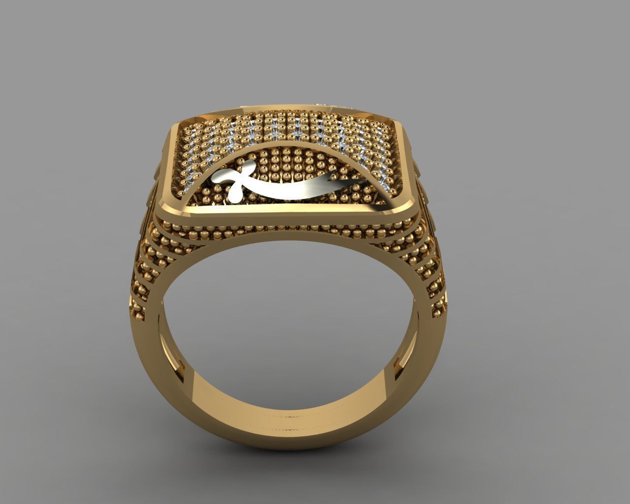 Rings gold ring with diamonds 3D print model_2