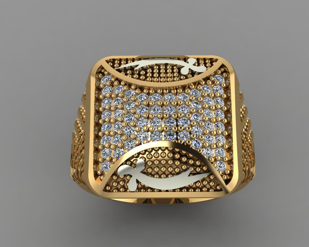 Rings gold ring with diamonds 3D print model_1