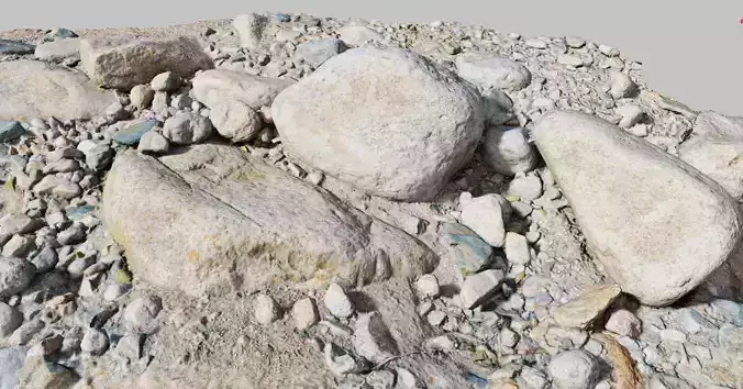 River Stone Pebbles Sand Rocks Scan PBR Low-poly 3D model