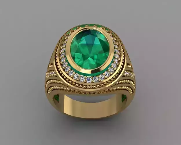 Rings gold ring with emerald stone and diamonds