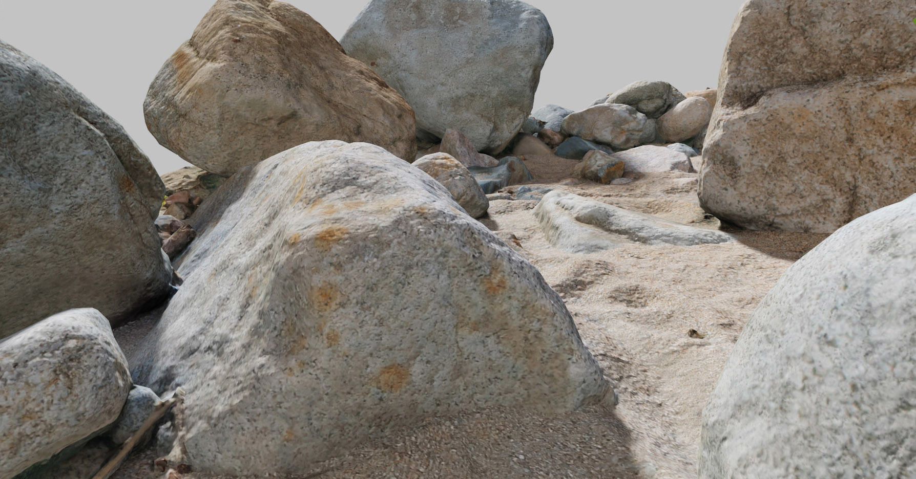 River Stone Pebbles Sand Rocks Scan PBR Low-poly 3D model_12