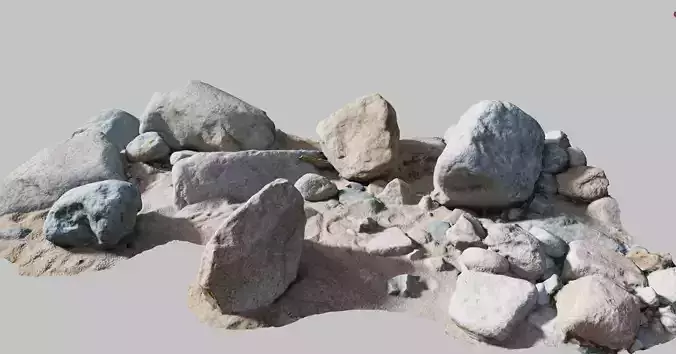 River Stone Pebbles Sand Rocks Scan PBR Low-poly 3D model