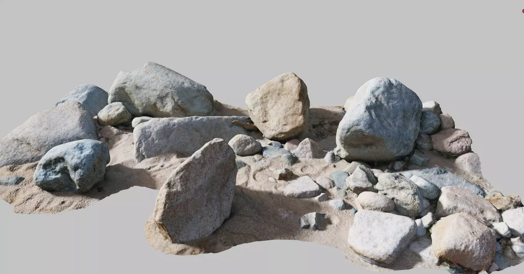 River Stone Pebbles Sand Rocks Scan PBR Low-poly 3D model_0