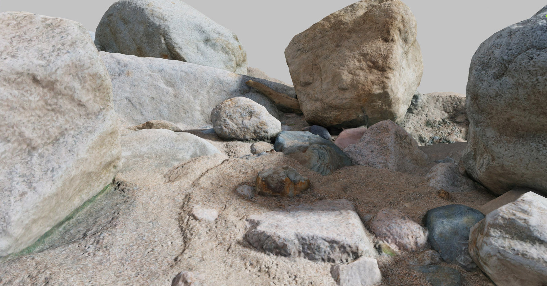River Stone Pebbles Sand Rocks Scan PBR Low-poly 3D model_11