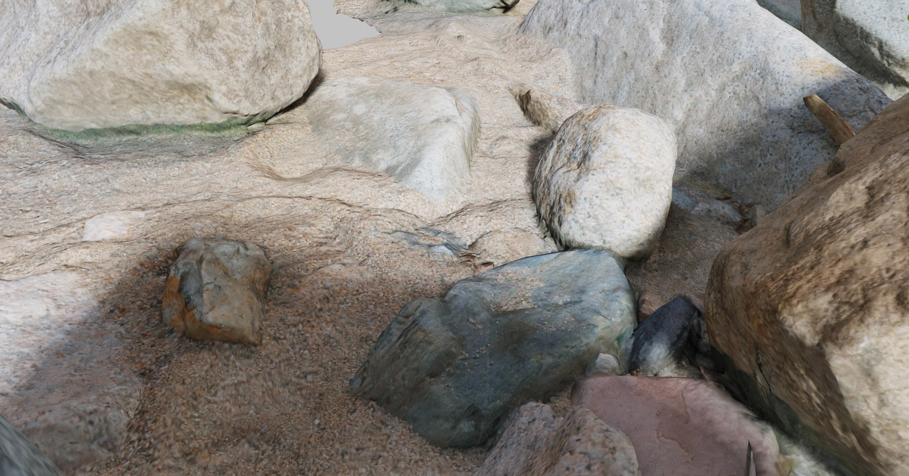 River Stone Pebbles Sand Rocks Scan PBR Low-poly 3D model_10