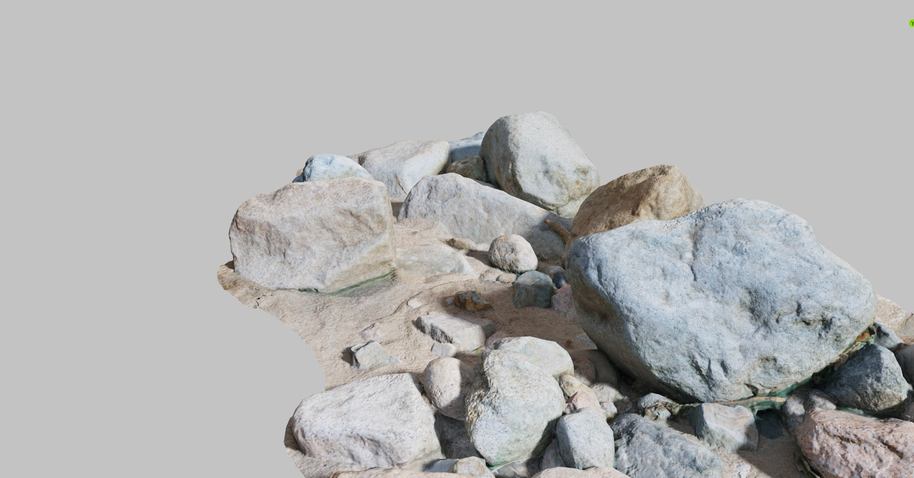 River Stone Pebbles Sand Rocks Scan PBR Low-poly 3D model_3