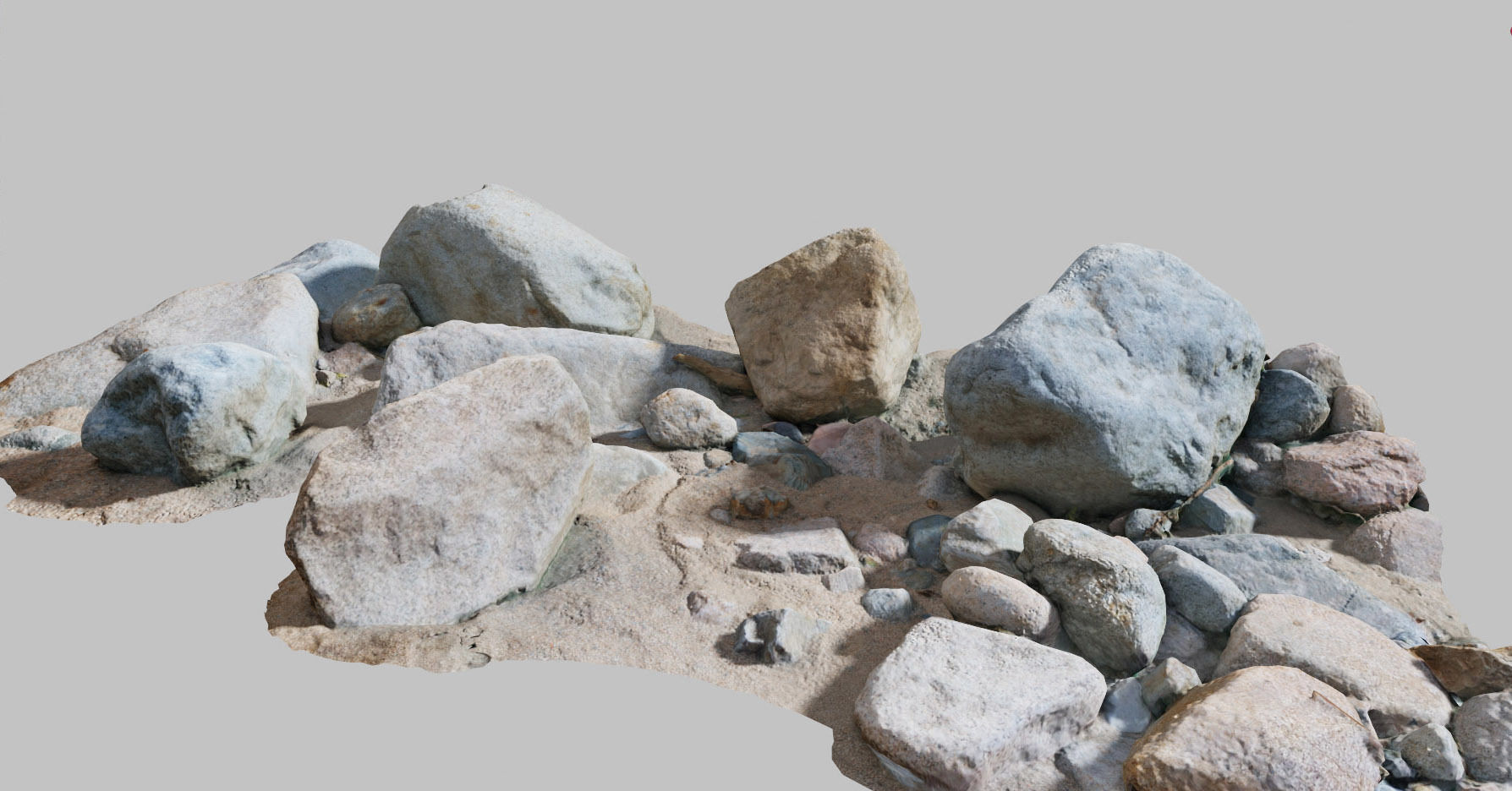 River Stone Pebbles Sand Rocks Scan PBR Low-poly 3D model_7