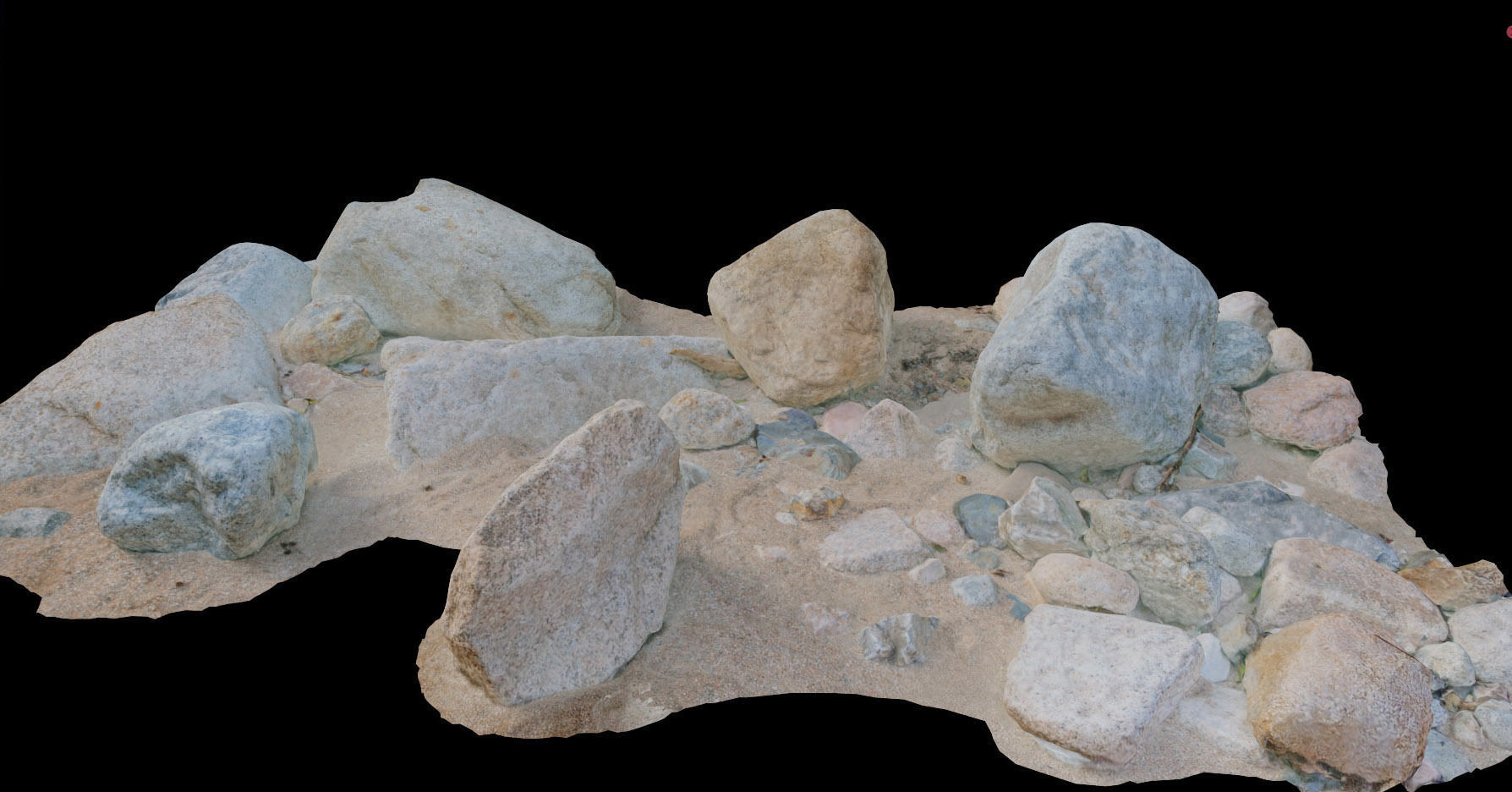 River Stone Pebbles Sand Rocks Scan PBR Low-poly 3D model_5