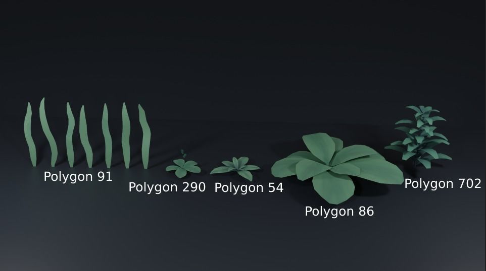 Stylized Plants Pack Free low-poly 3D model_2