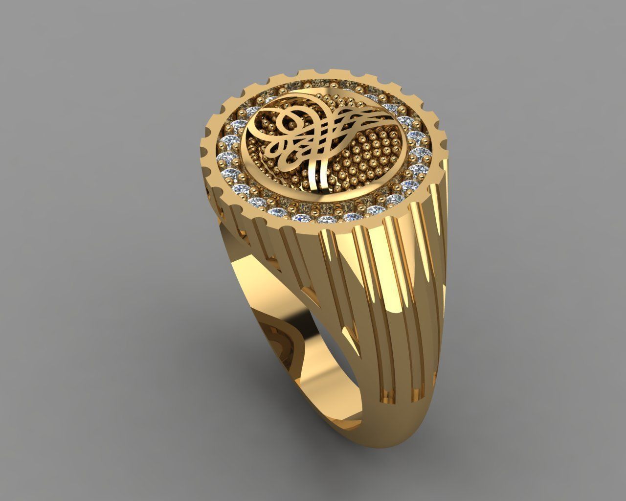 Rings gold ring with arabic calligraphy 3D print model_1