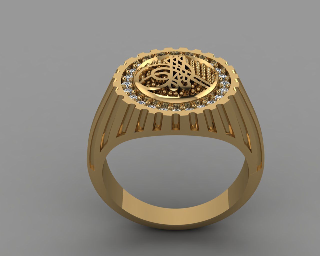 Rings gold ring with arabic calligraphy 3D print model_2