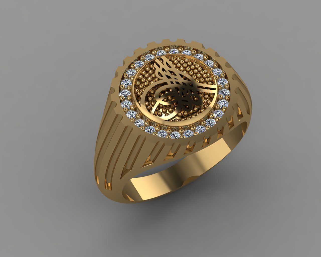 Rings gold ring with arabic calligraphy 3D print model_3