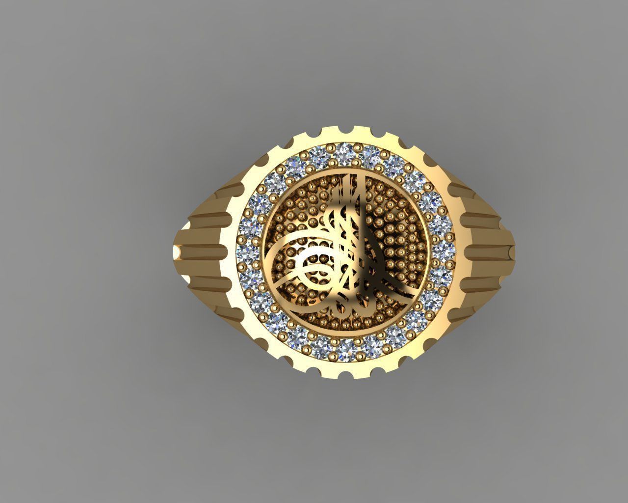Rings gold ring with arabic calligraphy 3D print model_4