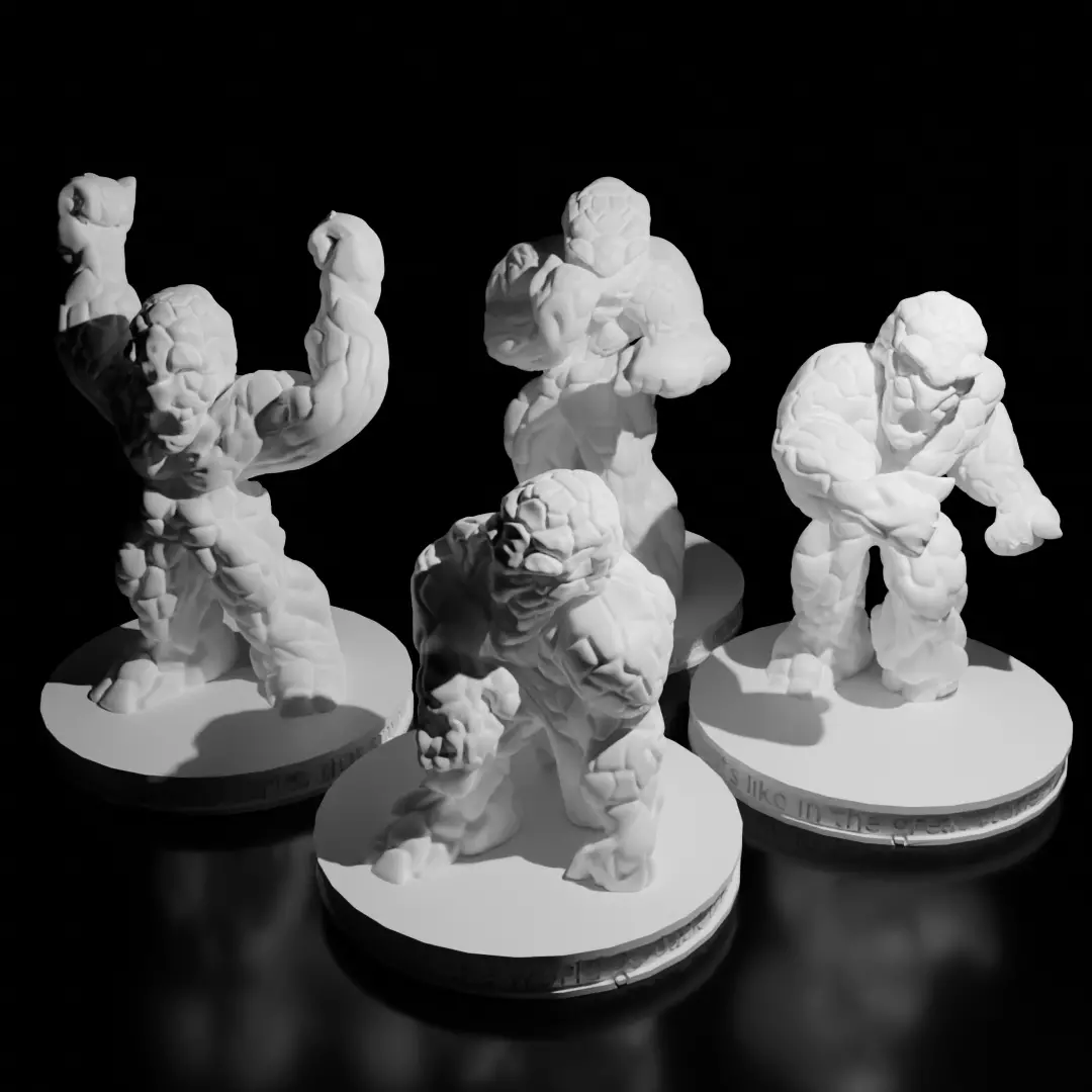 Clay Golem Miniature Set 3D print model_0