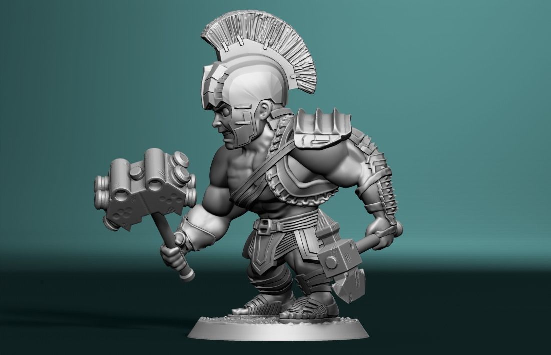 Chibi gladiator hulk 3D print model_4
