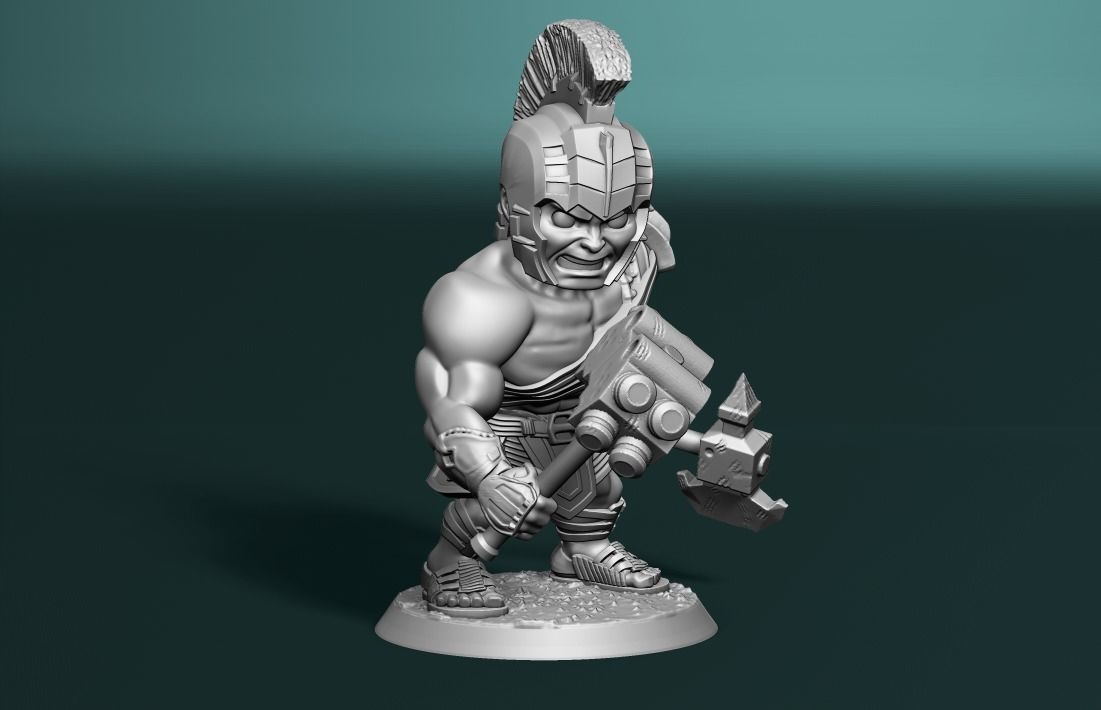 Chibi gladiator hulk 3D print model_1