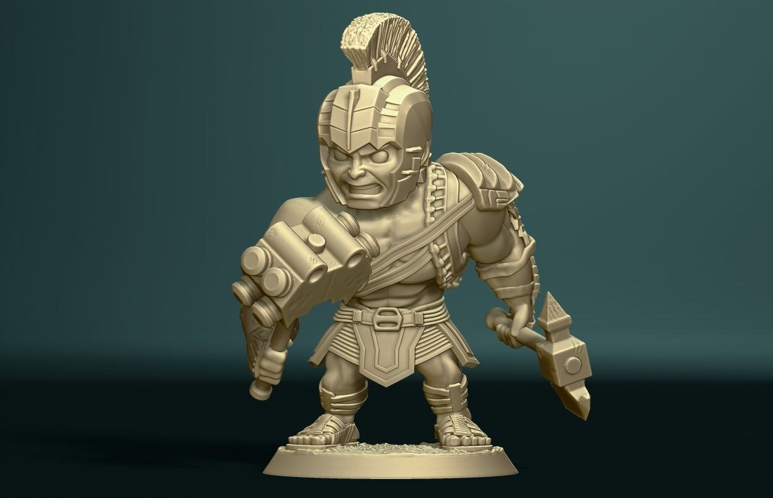 Chibi gladiator hulk 3D print model_2