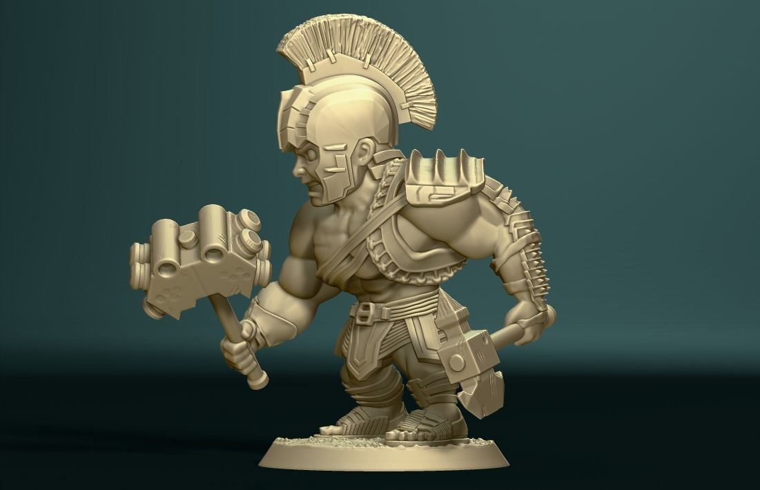 Chibi gladiator hulk 3D print model_3