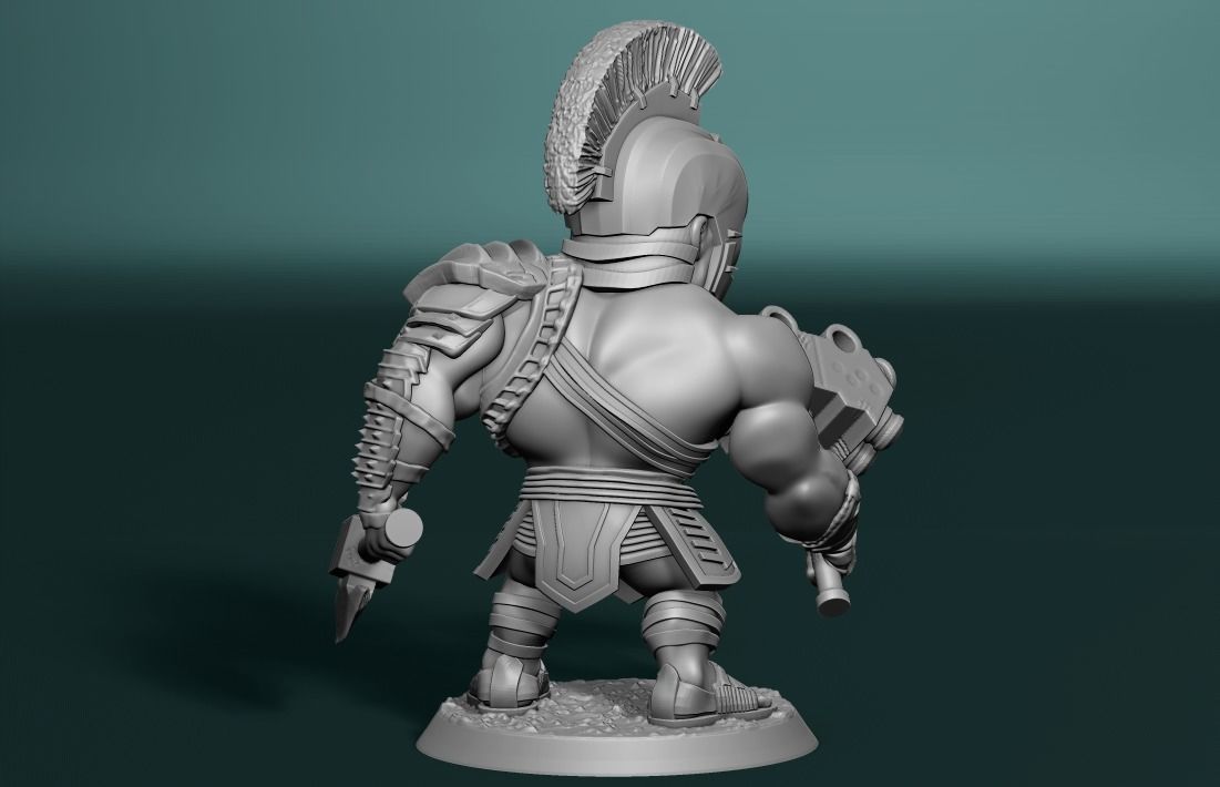 Chibi gladiator hulk 3D print model_5