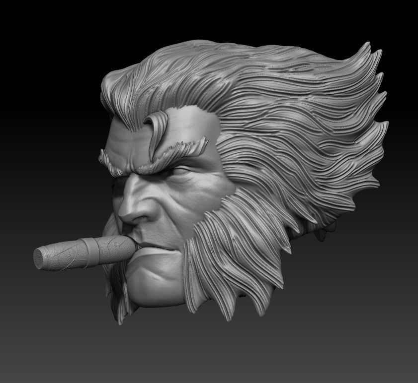 Logan Wolverine with cigarette head sculpt for figure 3D print model_2
