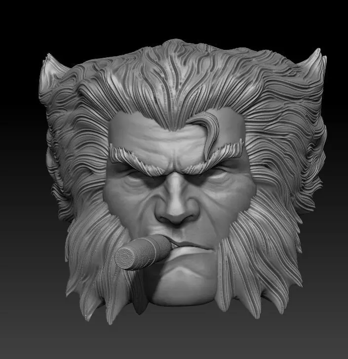 Logan Wolverine with cigarette head sculpt for figure 3D print model_0