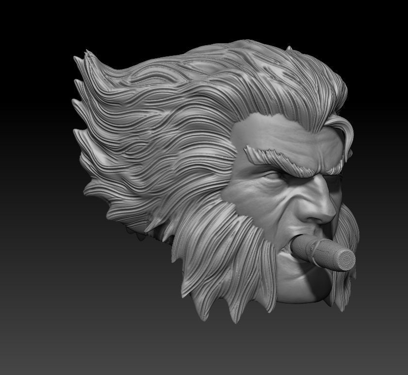 Logan Wolverine with cigarette head sculpt for figure 3D print model_1