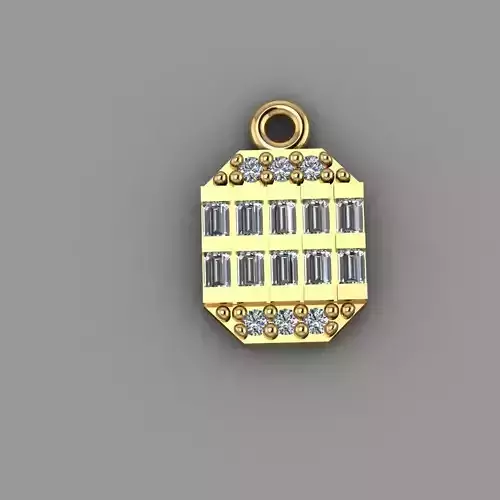 Pendant baguette diamond gold