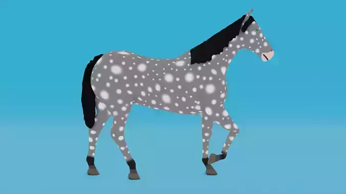 Grey Horse Animated Low-poly 3D model