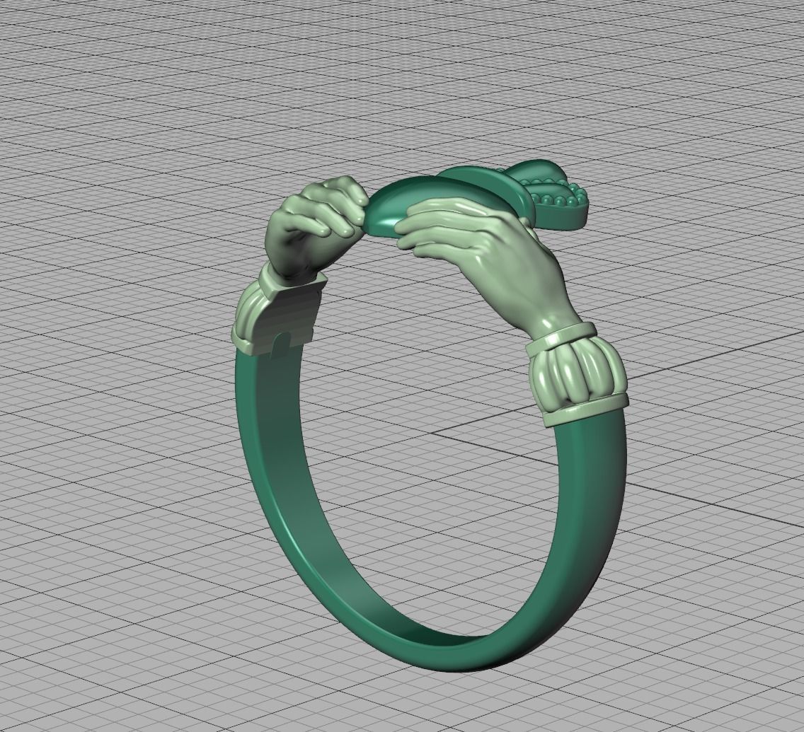 Claddagh Ring TwoTone 8US Friendship Ring  3D print model_30