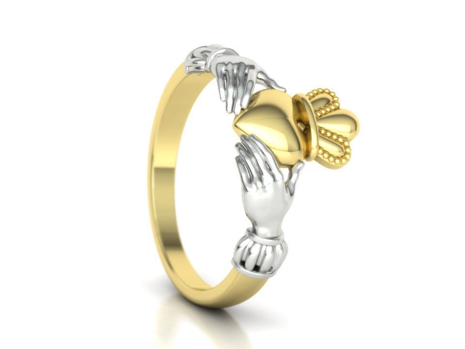 Claddagh Ring TwoTone 8US Friendship Ring  3D print model_1