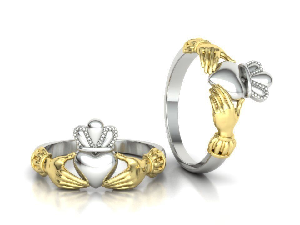 Claddagh Ring TwoTone 8US Friendship Ring  3D print model_22