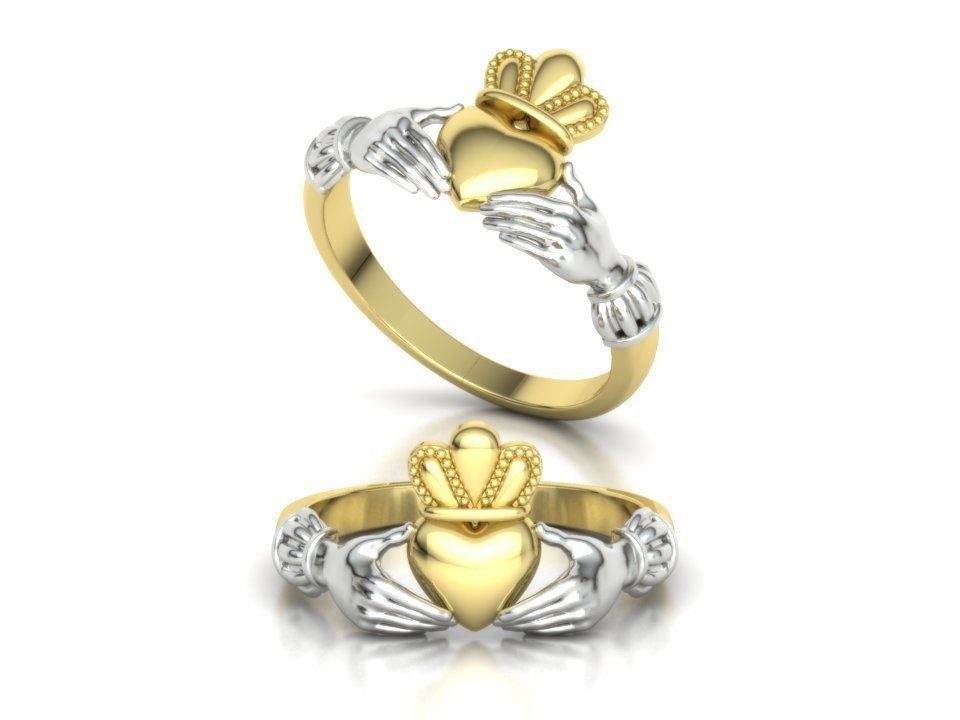 Claddagh Ring TwoTone 8US Friendship Ring  3D print model_2