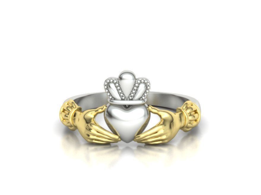 Claddagh Ring TwoTone 8US Friendship Ring  3D print model_10