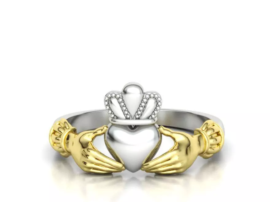 Claddagh Ring TwoTone 8US Friendship Ring  3D print model_0