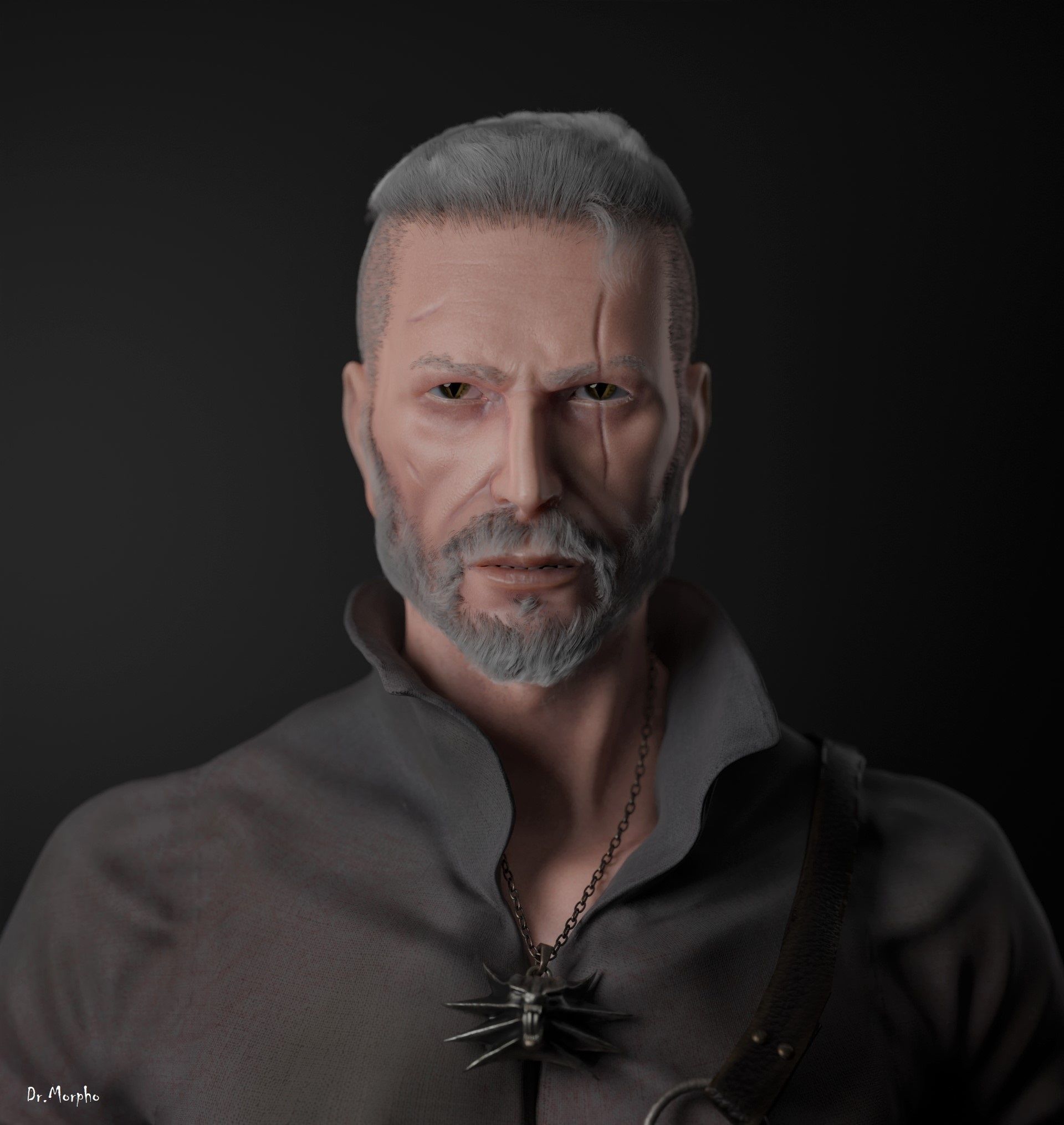 The Witcher man holding sword 3D model_4